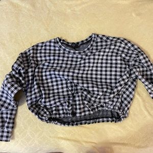 Plaid scrunch crop sweater!